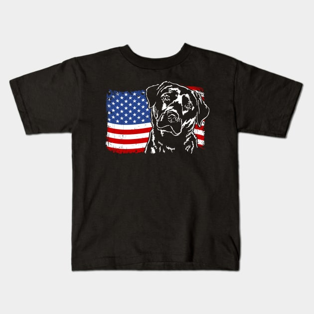 Proud Labrador Lab American Flag patriotic dog Kids T-Shirt by wilsigns